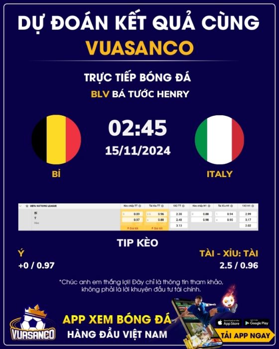 Soi kèo Bỉ vs Ý – 02h45 – 15/11 – Nations League